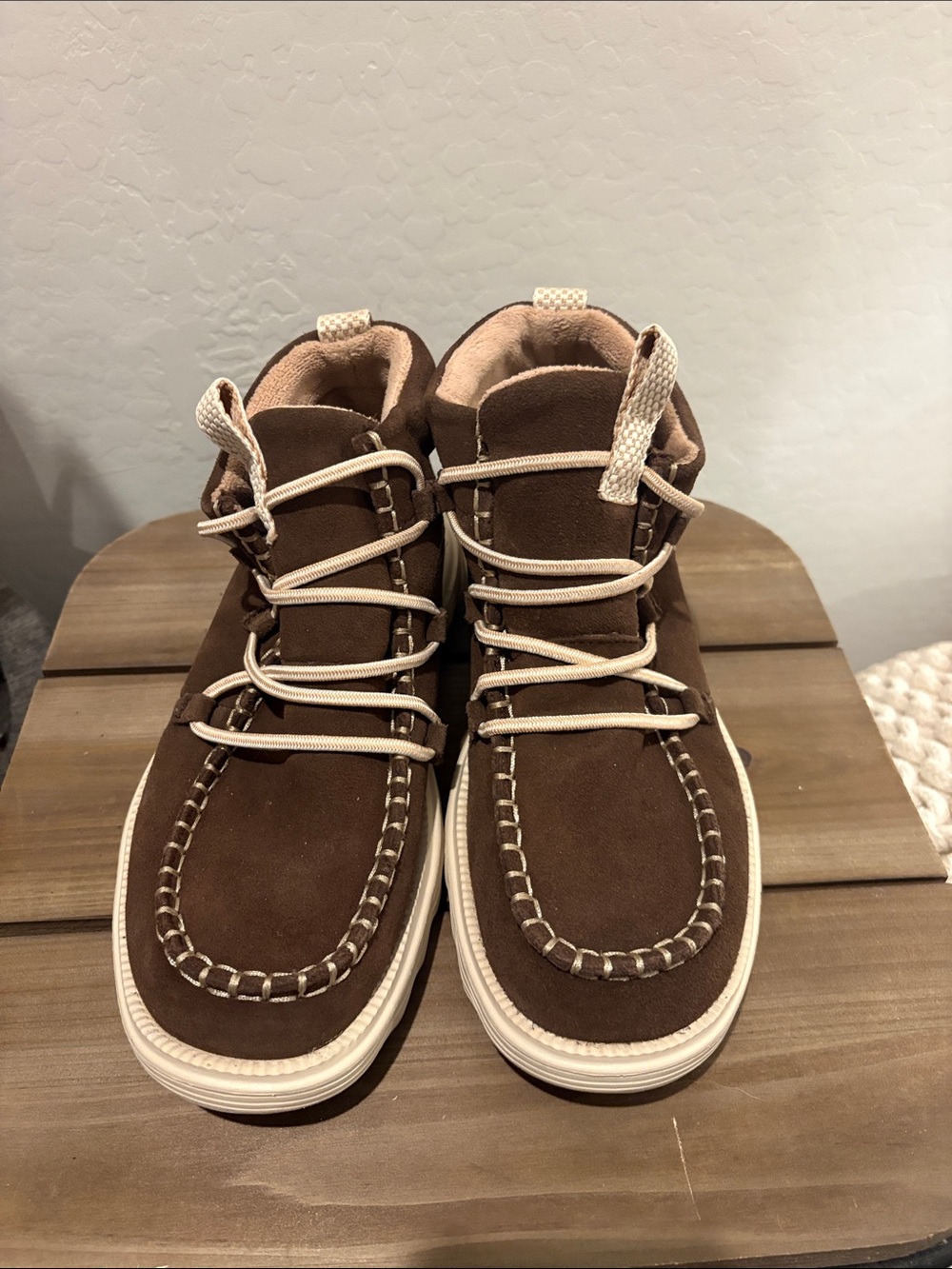 Hey Dude Brown Suede Chukka Boots with Cream Accents